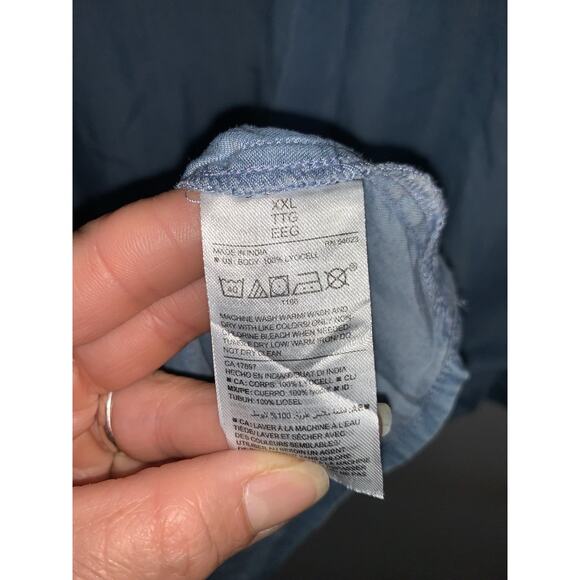 Women's Old Navy Tencel Tie-Neck Shift Dress for Women Blue‎ - Picture 5 of 8